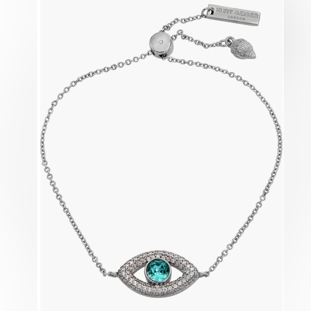 Kurt Geiger Silver Bracelet with Baby Blue Gem
